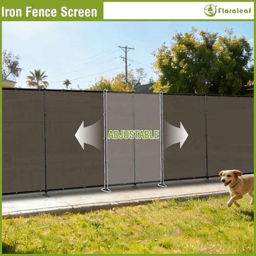 Outdoor 6' x 24' Privacy Fence with Iron Poles Rails Dog Fencing Pane...