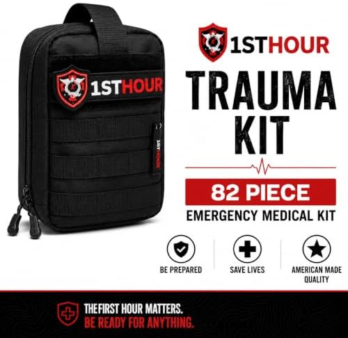 1STHOUR Trauma First Aid Kit, 82 Piece Emergency Medical Kit