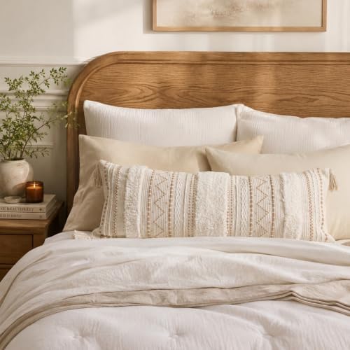 BlissBlush 14x36 Lumbar Pillow Cover for Bed, Rectangular Long Decorative Thr...