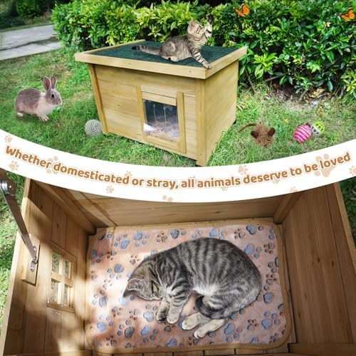 Agitree Outdoor Wooden Pet House, Weatherproof Winter Shelter for рuррy and S...