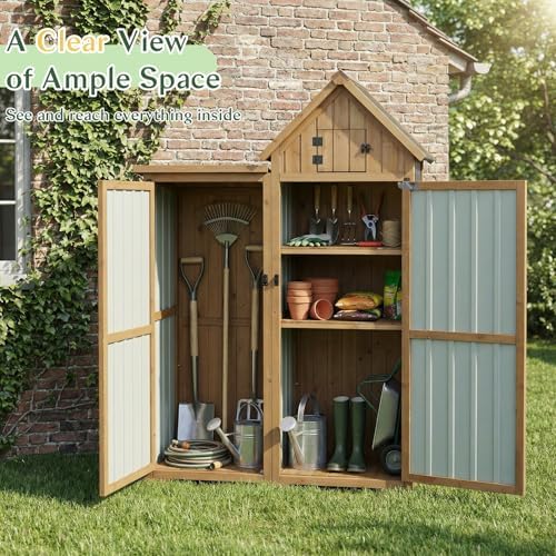 Outdoor Storage Cabinet Weatherproof with 3 Adjustable Shelves, 66'' ...