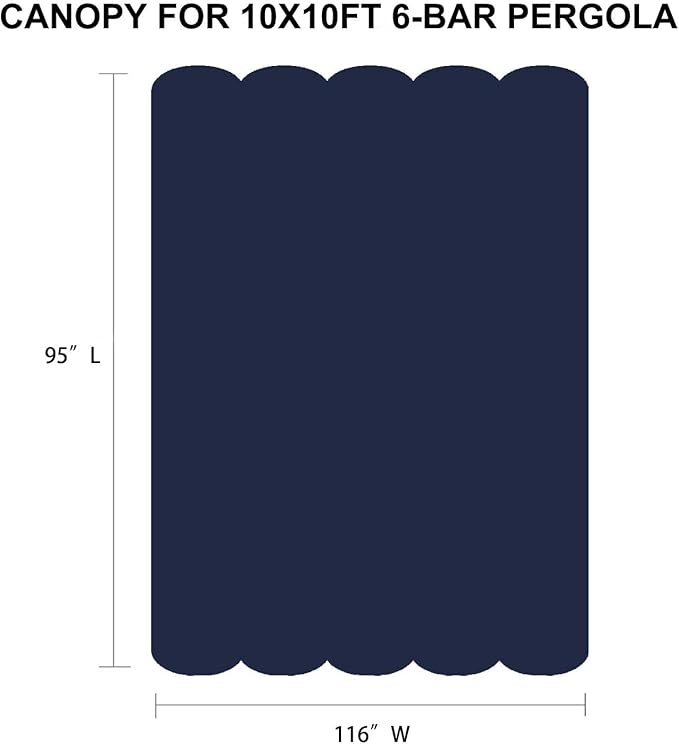 Pergola Shade Cover Replacement Canopy Top Compatible with 10 X 10 ft 6-Bar P...