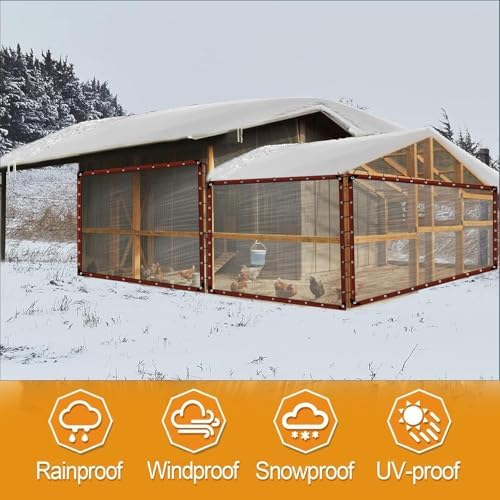 6.6X15FT Clear Waterproof Tarps Increase Grommets, 33FT Windproof Rope Heavy ...