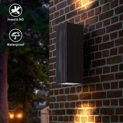 mirrea 14" Modern Outdoor Porch Light in 2 Lights, Matte Black, 2 Pack |...