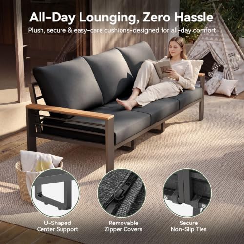 Aoxun Patio Furniture Set, Aluminum Outdoor Furniture with Oversized Seats
