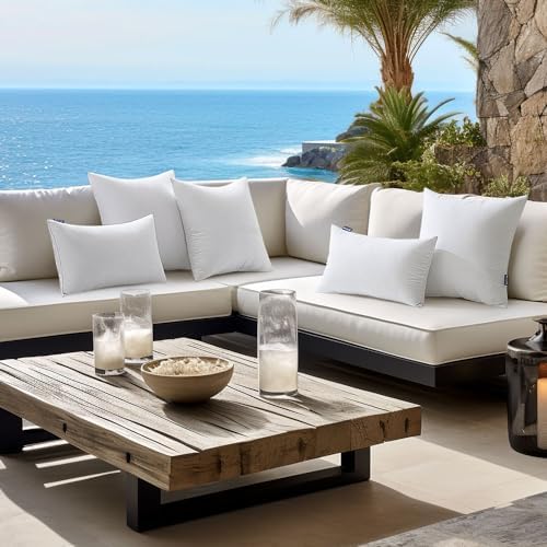 MIULEE 20x20 Inch Outdoor Pillow Inserts, Pack of 4 Waterproof Pillows