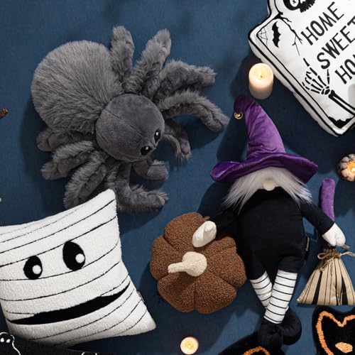 Phantoscope Halloween Spider Shaped Throw Pillow, Faux Fur Tarantula Decorati...