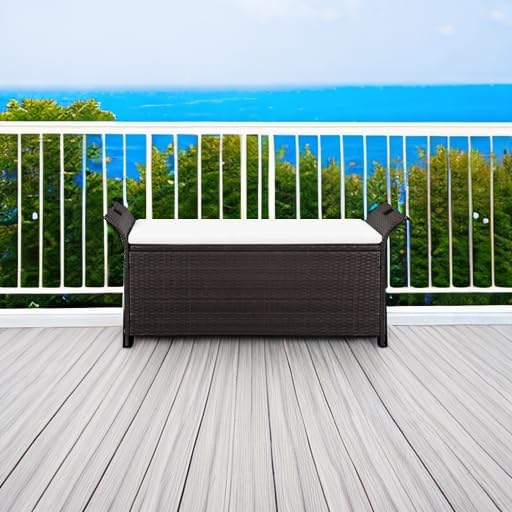 vidaXL Storage Bench with Cushion 54.3" Poly Rattan Brown