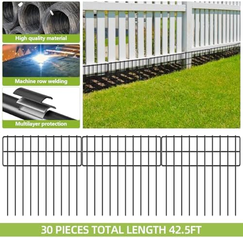 42.5ft(L) x 13in(H) Animal Barrier Fence, 30 Panels No Dig Fence, Garden Fenc...