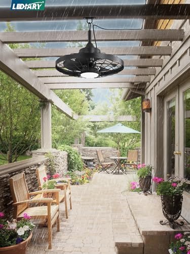 LEDIARY 20" Outdoor IP65 Waterproof Plug in Ceiling Fan with Lights