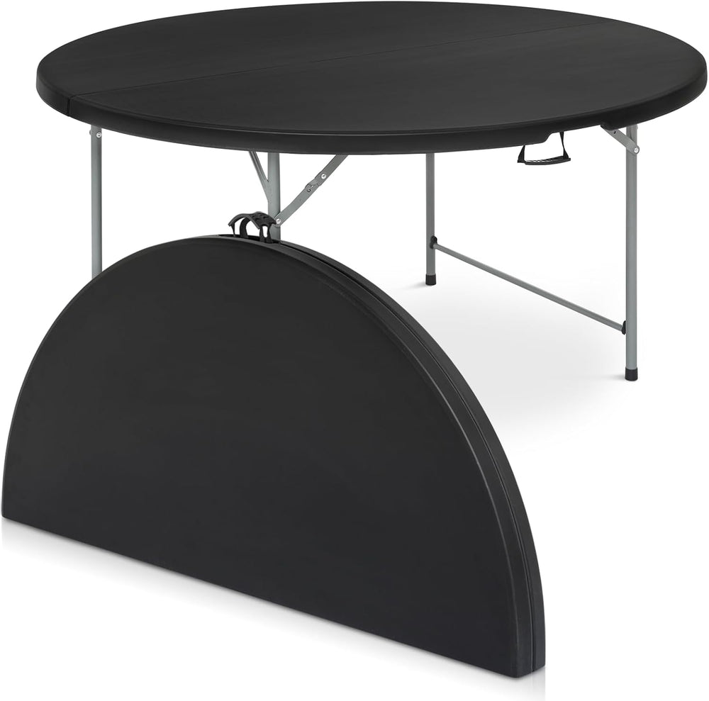 Athena Collection 66" Round Folding Table, Plastic Dining Table,Black
