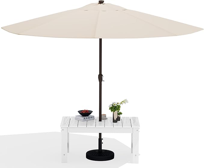 SERWALL Outdoor Coffee Table with 9FT Umbrella, HDPE Patio Coffee Table for O...