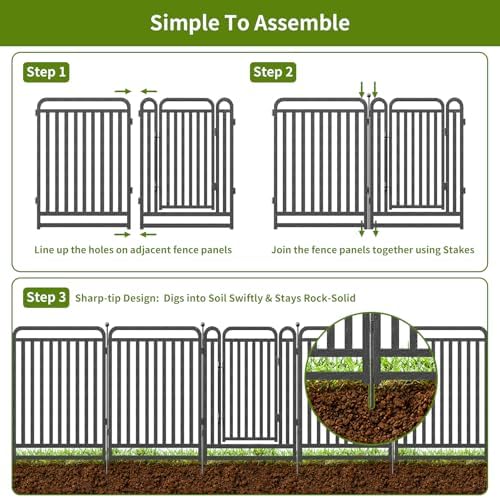 Heavy Duty Garden Fence Animal Barrier, 40" H x 27" L Rust Resistan...