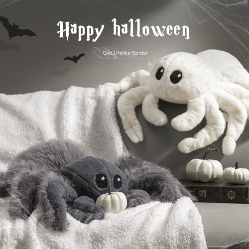 Phantoscope Halloween Spider Shaped Throw Pillow, Faux Fur Tarantula Decorati...