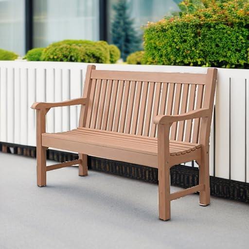 Psilvam 2-Person Poly Lumber Outdoor Bench with 700 Lbs Weight Capacity – Wea...