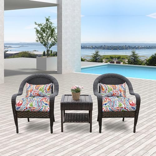 JMGBird Outside Chair Cushions Waterproof Patio Seat Cushions with Ties