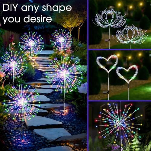 HPUFKOT Solar Garden Lights Outdoor,Waterproof Garden, 2PC 200 LED Twinkling ...