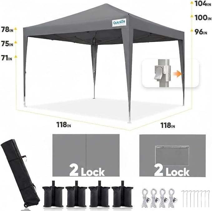 Quictent Privacy 10x10 Pop up Canopy Tent with Sidewalls and Roll-up Ventilat...