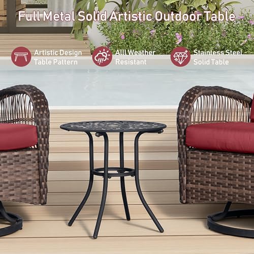 Rophefx 3-Piece Patio Furniture Set, Swivel Rocker Chairs and Table, Red