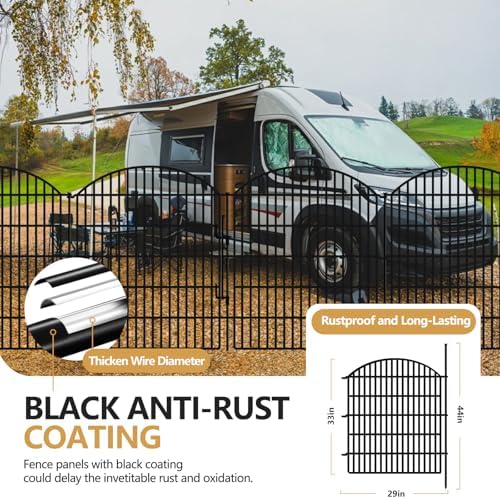10 Panels Garden Fence Animal Barrier with Lock, 33in (H) x 24ft (L) Dog Fenc...