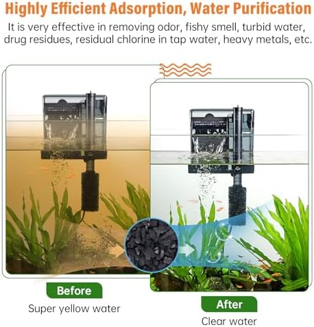 hygger Aquarium Activated Carbon, Premium Natural Coconut Shell Activated Cha...