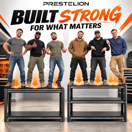 PRESTELION Garage Shelving, 3 Tier Heavy Duty Metal Storage Rack Adjustable