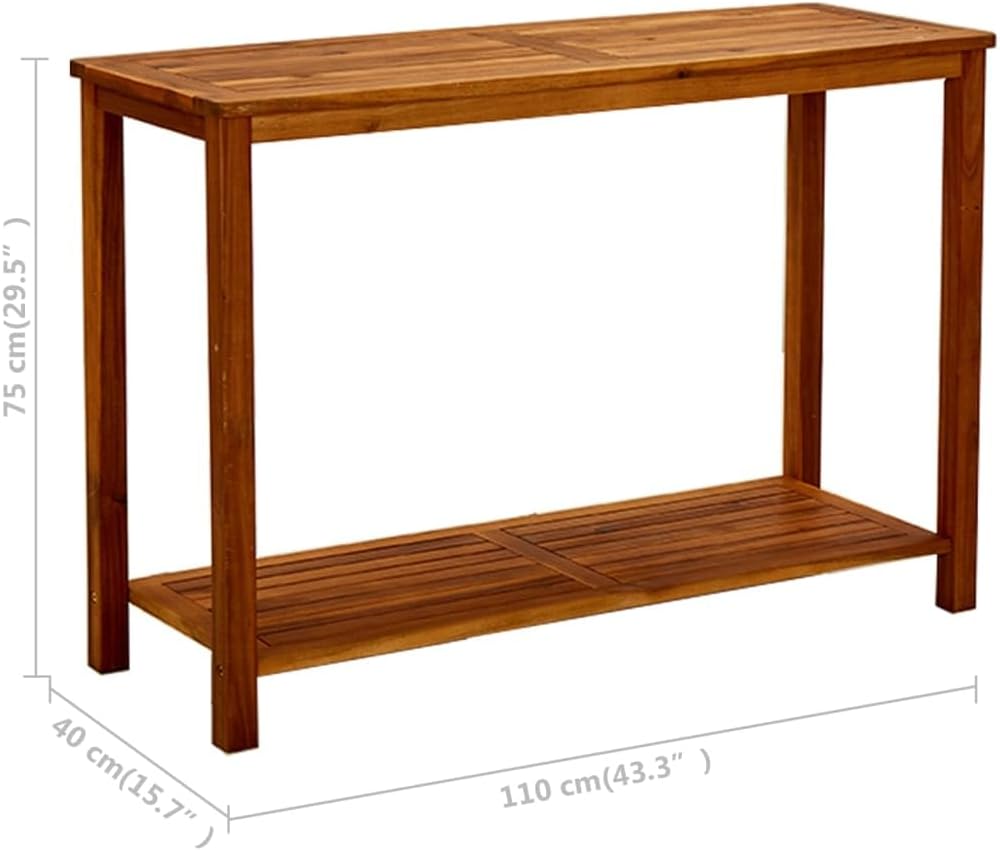 vidaXL Patio Console Table 43.3"x15.7"x29.5" Solid Acacia Wood