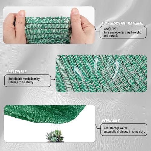Cool Area Sun Shade Cloth with Grommets for Garden, 40% 20x30ft, Dark Green
