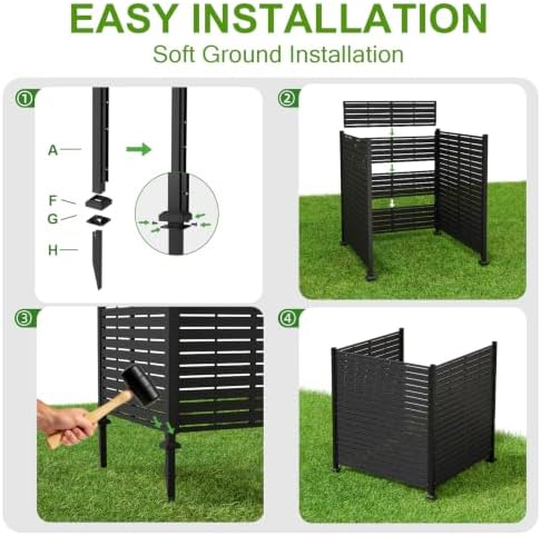 3 Panels Outdoor Air Conditioner Fence, 48" W X 51" H No-Dig Outdoo...