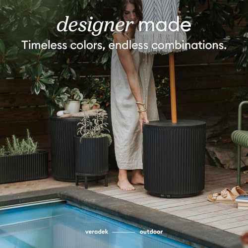 Veradek Umbrella Side Table - Outdoor Patio Table with Umbrella Hole