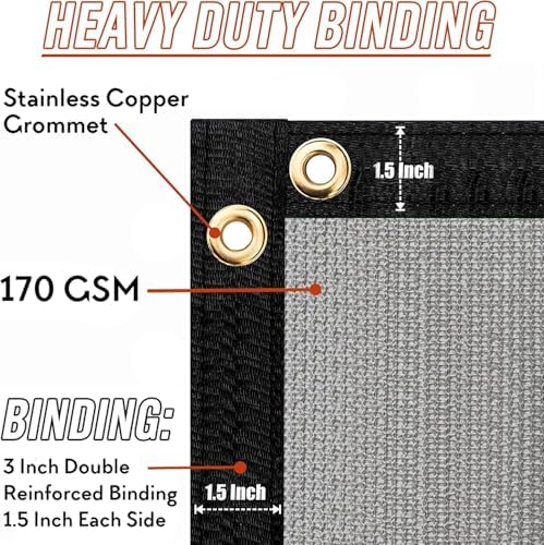 7' x 22' Custom Size Gray Privacy Screen Fence Cover Heavy Duty Fenci...