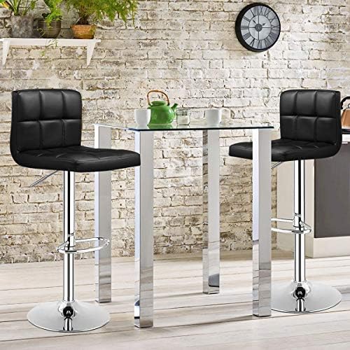 COSTWAY Bar Stools Set of 2, Modern Swivel Adjustable Height PU Leather Barst...