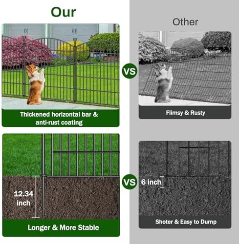 10 Panel No Dig Decorative Garden Fence 32" H x 23.6'L Outdoor Dog B...