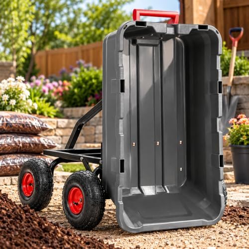 XtremepowerUS 2-in-1 Convertible Garden Cart & Dump Wagon, 800-LB Capacit...