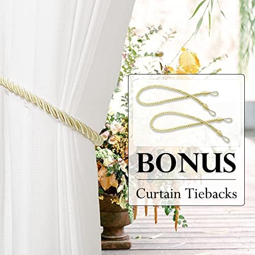 RYB HOME Linen Sheer Outdoor Curtains for Patio Waterproof 84 inch Length
