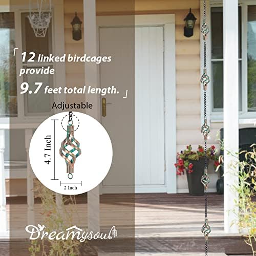 dreamysoul 9.7FT Rain Chain, Iron Rain Chain for Gutters