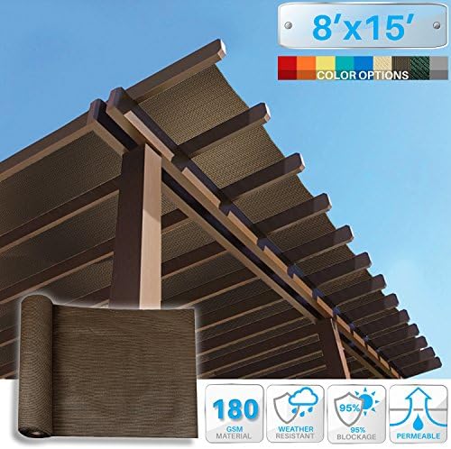 Patio 8' x 15' Sun Shade Fabric Roll 6/8/12 FT Shade Cloth for Patio,...