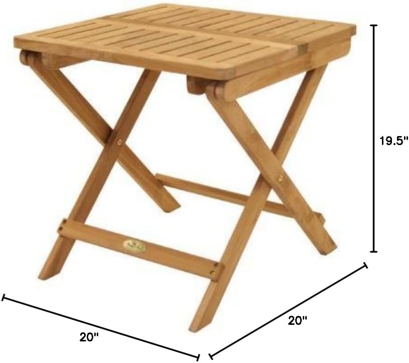 Royal Teak Collection PCTB Folding Picnic Table, Outdoor Side Table, Foldable...