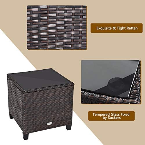 HAPPYGRILL 3-Piece Patio Furniture Set Outdoor Rattan Wicker Bistro Sofa Set ...