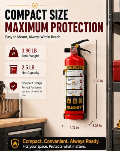 Ougist Home Fire Extinguisher, 2.5 lb ABC Dry Chemical 1-A:10-B:C, 2 Pack