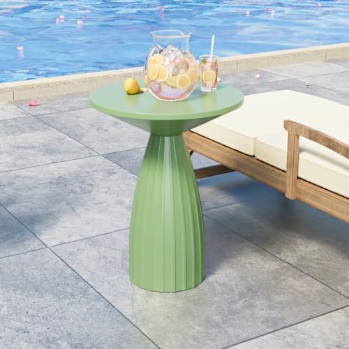 Round Small Patio Side Table Set of 2, Metal Steel Outdoor Side Table, Patio ...
