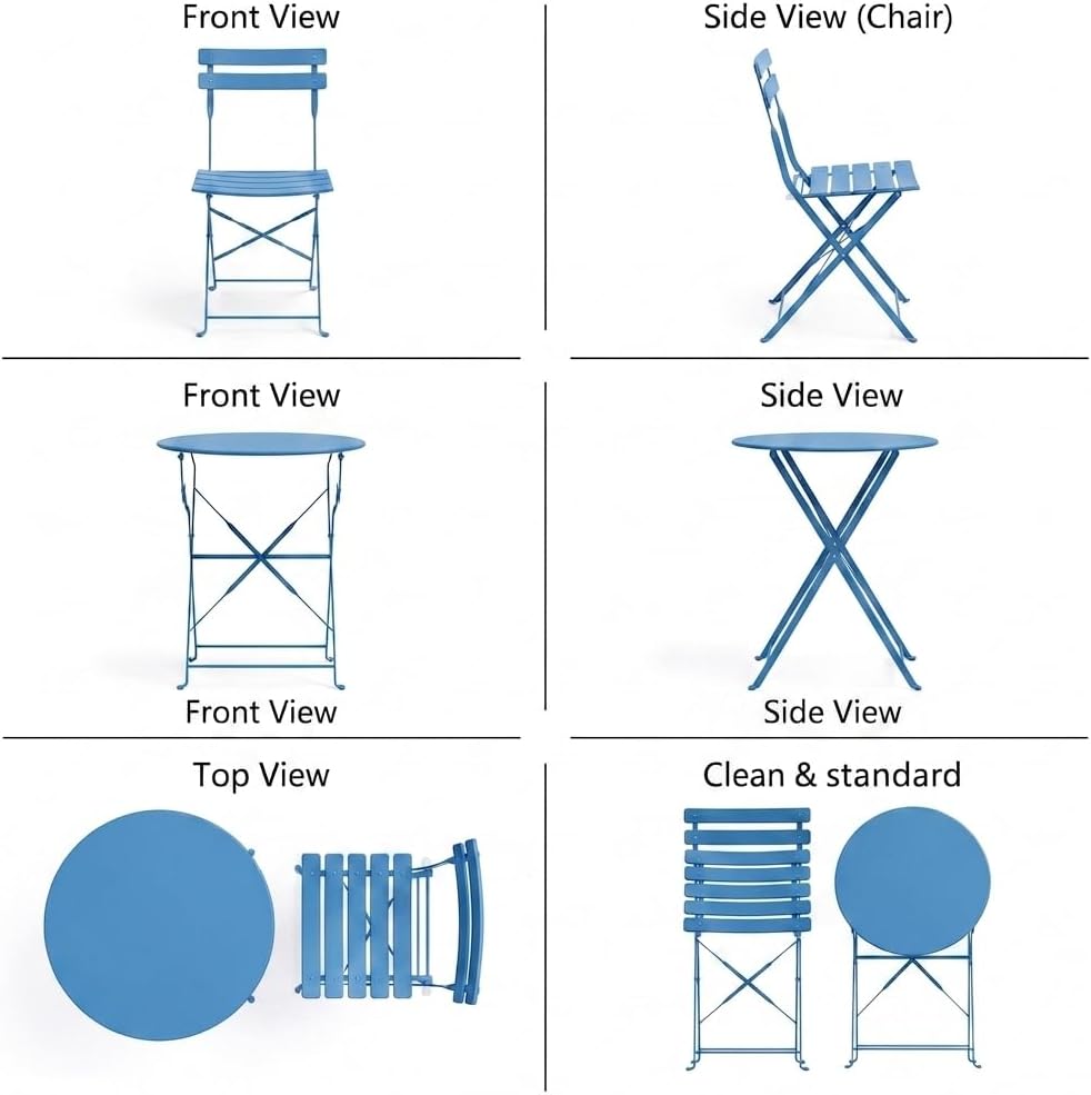 Bistro Table & Chairs Set of 2, Folding Outdoor Patio Furniture