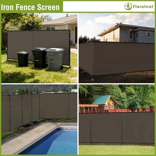 Outdoor 6' x 24' Privacy Fence with Iron Poles Rails Dog Fencing Pane...