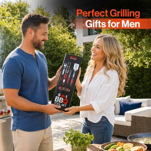 5PCS Grilling Tools for Outdoor Grills - Premium Grilling Utensil Set - Spatu...