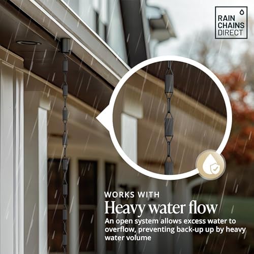 Rain Chains Direct - Manicotti Rain Chain - 8.5 FT - Durable Black Powder-Coa...