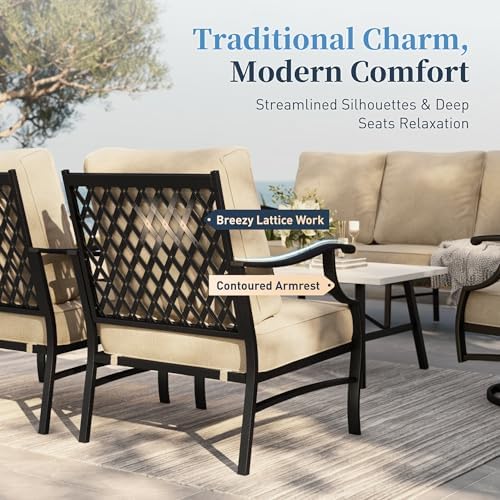 SUNSHINE VALLEY 5 PCS Patio Furniture Set, Metal Couch