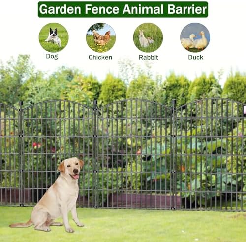 10 Panel No Dig Decorative Garden Fence 40" H x 23.6'L Outdoor Dog B...