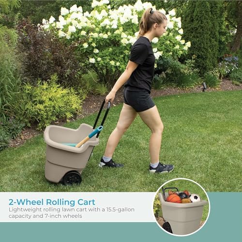 Suncast 2-Pack Multipurpose Rolling Lawn and Garden Utility Cart, 15 Gallon, ...
