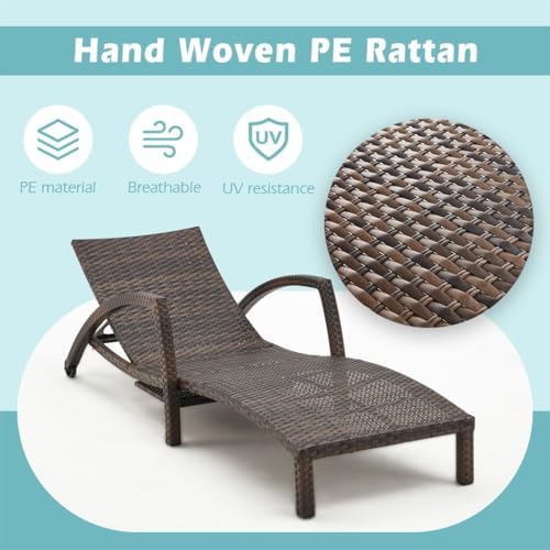 Chaise Lounge Chairs Outdoor Set of 2, Comfy Outside Wicker Patio Pool Lounge...