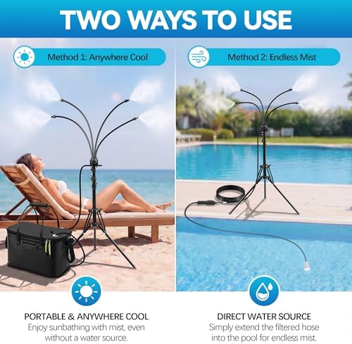 Portable Misting System, 20L Bucket Stand Mister with 5.2FT Adjust Height
